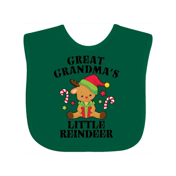 Inktastic Christmas Great Grandma's Little Reindeer with Candy Canes Boys or Girls Baby Bib