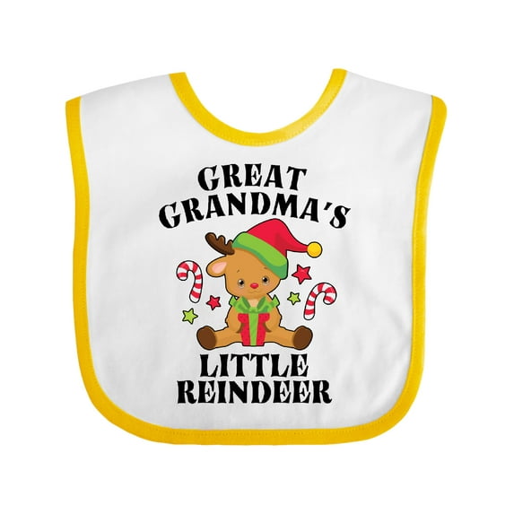 Inktastic Christmas Great Grandma's Little Reindeer with Candy Canes Boys or Girls Baby Bib