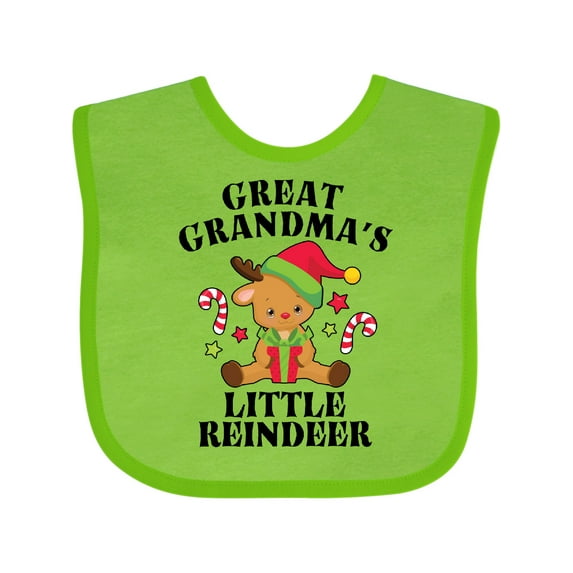 Inktastic Christmas Great Grandma's Little Reindeer with Candy Canes Boys or Girls Baby Bib