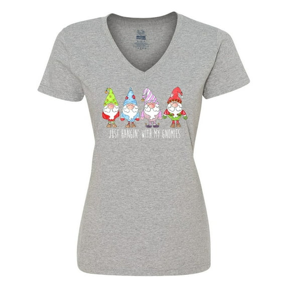 Inktastic Christmas Hangin With my Gnomies Women's V-Neck T-Shirt