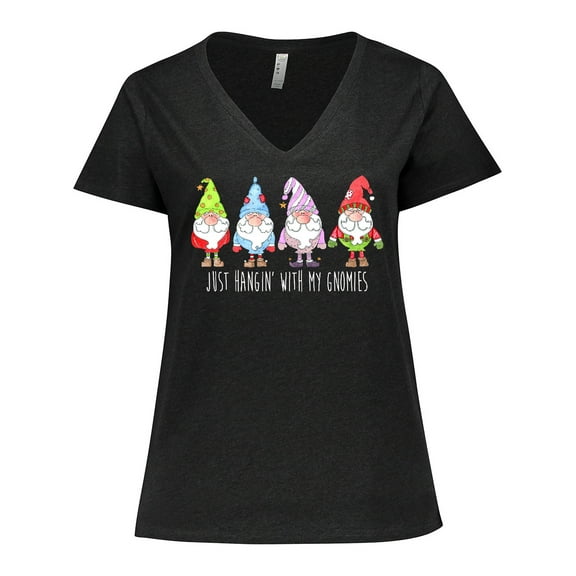 Inktastic Christmas Hangin with My Gnomies Women's Plus Size V-Neck T-Shirt