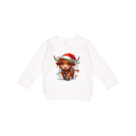 Inktastic Christmas Highland Cow Toddler Sweatshirt