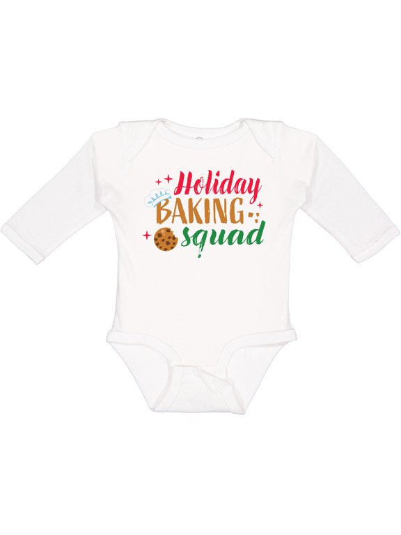 Christmas Holiday Baking Squad Boys or Girls Long Sleeve Baby Bodysuit