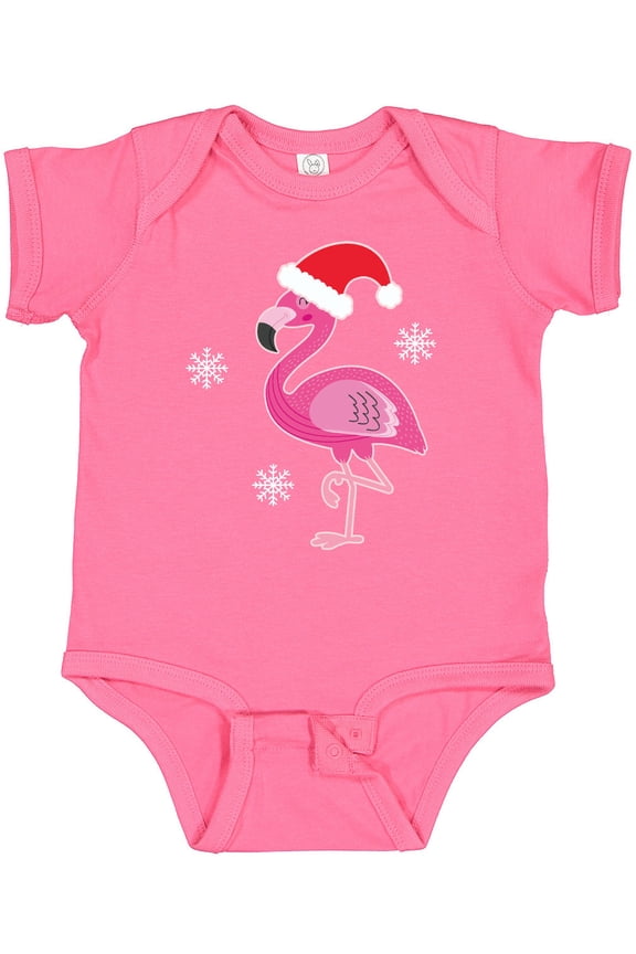 Christmas Holiday Cute Flamingo Girls Baby Bodysuit