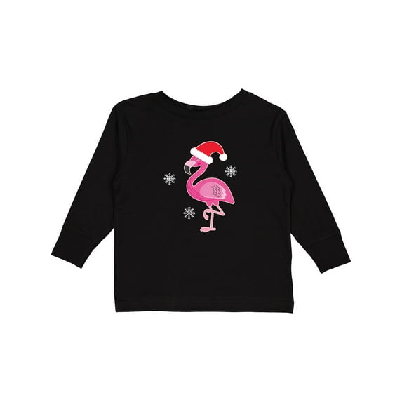 Inktastic Christmas Holiday Cute Flamingo Girls Long Sleeve Toddler T-Shirt