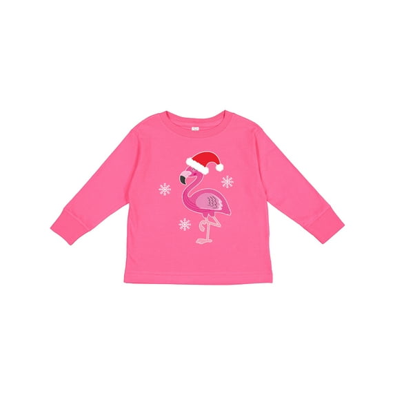 Inktastic Christmas Holiday Cute Flamingo Girls Long Sleeve Toddler T-Shirt