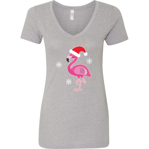 Inktastic Christmas Holiday Cute Flamingo Women's V-Neck T-Shirt