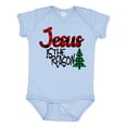 thumbnail image 1 of Inktastic Christmas Jesus is the Reason with Green Plaid Tree Boys or Girls Baby Bodysuit, 1 of 5