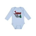 thumbnail image 1 of Inktastic Christmas Jesus is the Reason with Green Plaid Tree Boys or Girls Long Sleeve Baby Bodysuit, 1 of 5