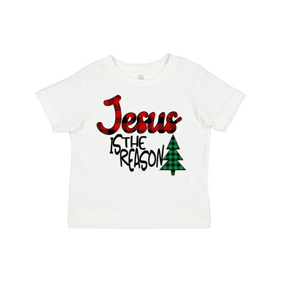 Inktastic Christmas Jesus is the Reason with Green Plaid Tree Boys or Girls Toddler T-Shirt