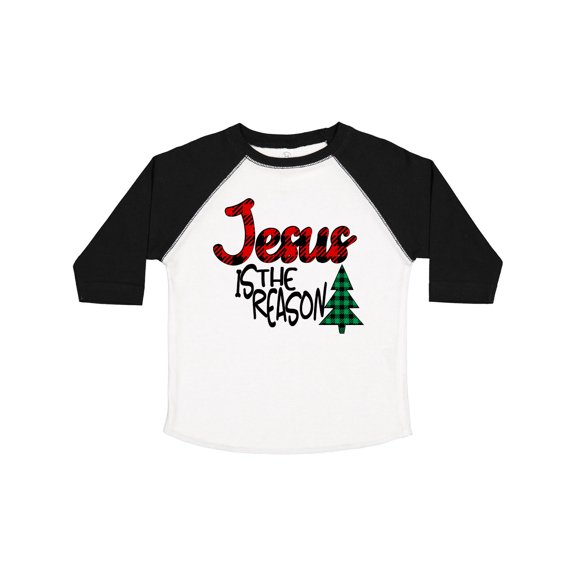 Inktastic Christmas Jesus is the Reason with Green Plaid Tree Boys or Girls Toddler T-Shirt