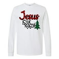 thumbnail image 1 of Inktastic Christmas Jesus is the Reason with Green Plaid Tree Long Sleeve T-Shirt, 1 of 5