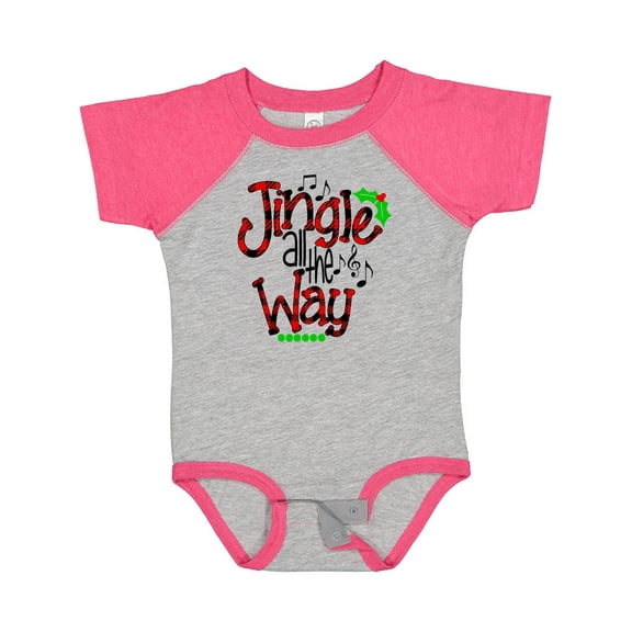 Inktastic Christmas Jingle All the Way with Music Notes and Holly Boys or Girls Baby Bodysuit