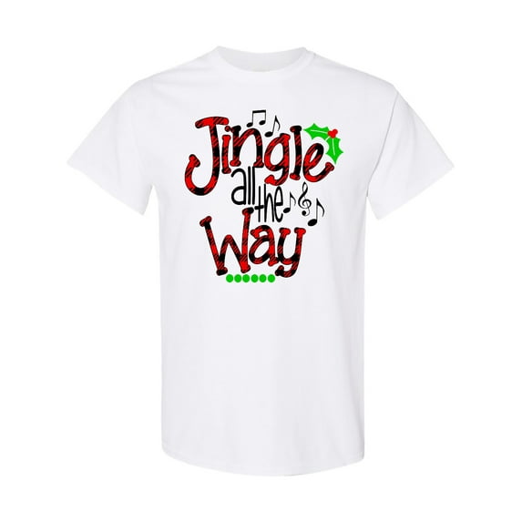 Inktastic Christmas Jingle All the Way with Music Notes and Holly T-Shirt