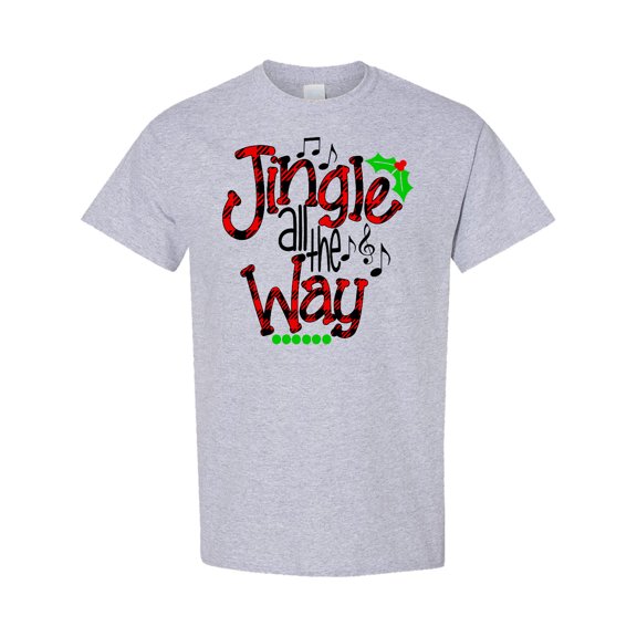 Inktastic Christmas Jingle All the Way with Music Notes and Holly T-Shirt
