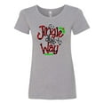 thumbnail image 1 of Inktastic Christmas Jingle All the Way with Music Notes and Holly Women's T-Shirt, 1 of 5