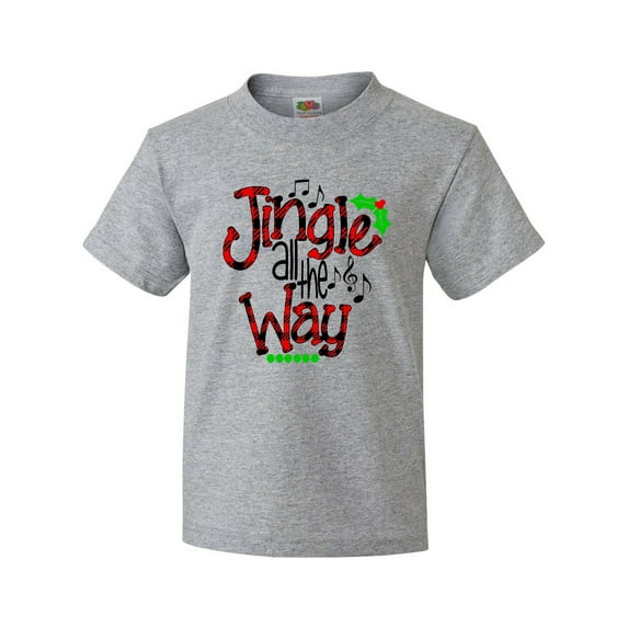 Inktastic Christmas Jingle All the Way with Music Notes and Holly Youth T-Shirt