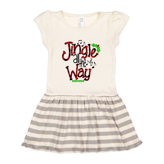 Inktastic Christmas Jingle all the Way with Music Notes and Holly Gift Toddler Girl Dress