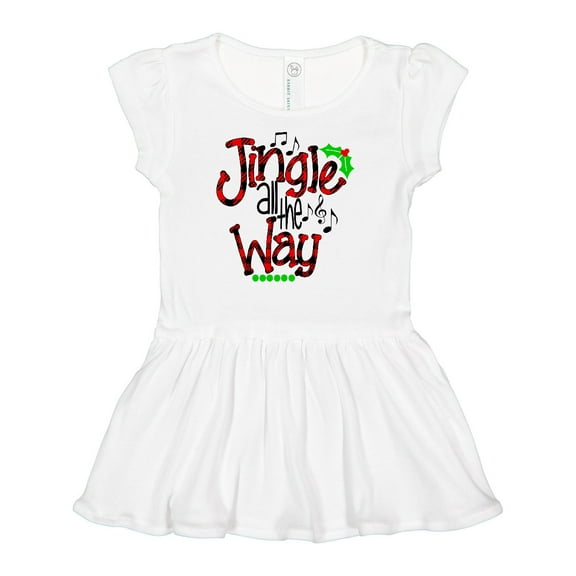 Inktastic Christmas Jingle all the Way with Music Notes and Holly Girls Baby Dress