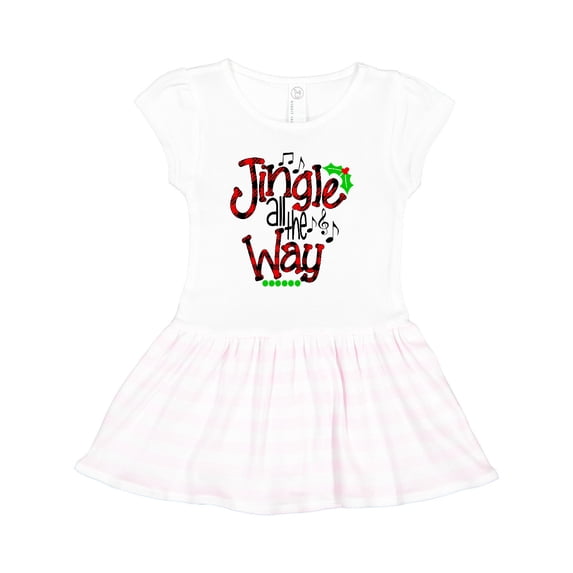 Inktastic Christmas Jingle all the Way with Music Notes and Holly Girls Toddler Dress