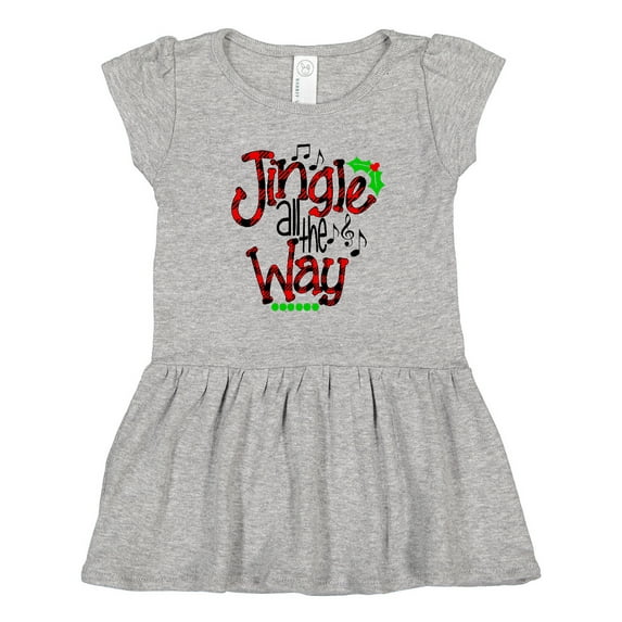 Inktastic Christmas Jingle all the Way with Music Notes and Holly Girls Toddler Dress
