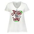 thumbnail image 1 of Inktastic Christmas Jingle all the Way with Music Notes and Holly Women's Plus Size V-Neck T-Shirt, 1 of 5