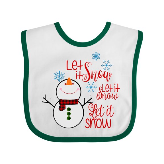 Inktastic Christmas Let It Snow Cute Snow Man with Snowflakes Boys or Girls Baby Bib