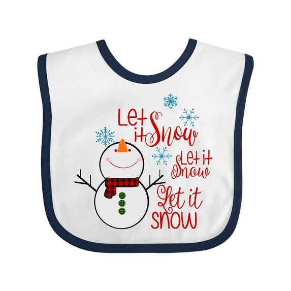 Inktastic Christmas Let It Snow Cute Snow Man with Snowflakes Boys or Girls Baby Bib