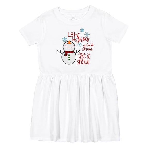 Inktastic Christmas Let It Snow Cute Snow Man with Snowflakes Girls Toddler Dress