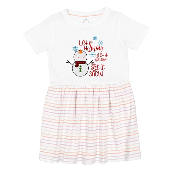 Inktastic Christmas Let It Snow Cute Snow Man with Snowflakes Girls Toddler Dress