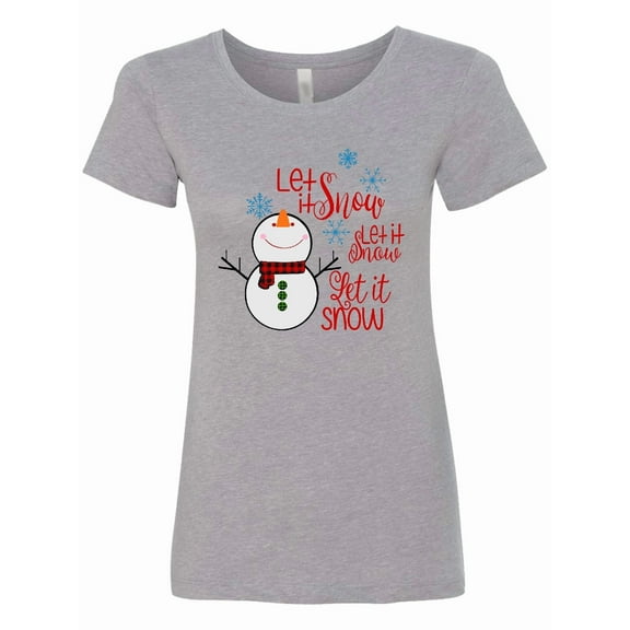 Inktastic Christmas Let It Snow Cute Snow Man with Snowflakes Women's T-Shirt