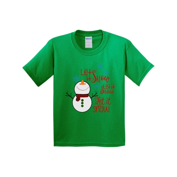 Inktastic Christmas Let It Snow Cute Snow Man with Snowflakes Youth T-Shirt