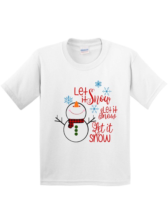 Christmas Let It Snow Cute Snow Man with Snowflakes Youth T-Shirt