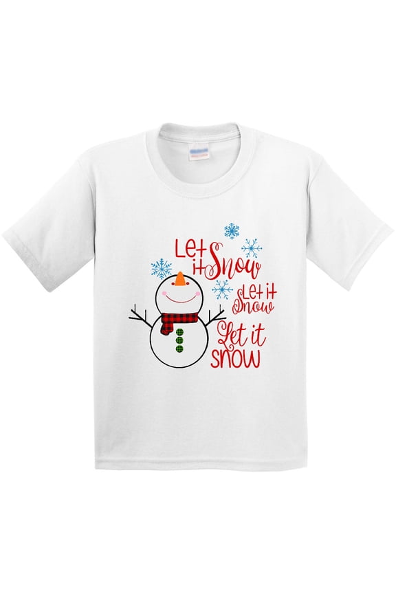 Christmas Let It Snow Cute Snow Man with Snowflakes Youth T-Shirt