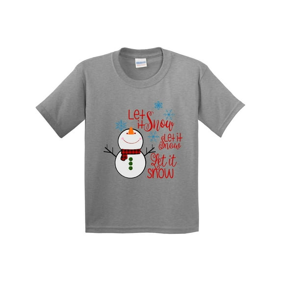 Inktastic Christmas Let It Snow Cute Snow Man with Snowflakes Youth T-Shirt