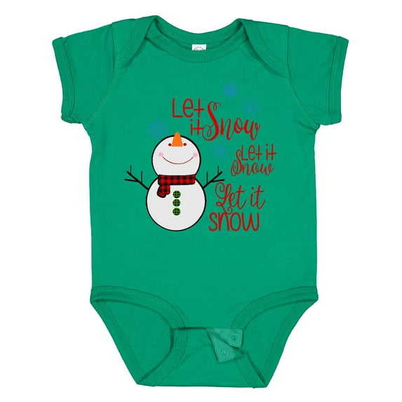 Inktastic Christmas Let it Snow Cute Snow Man with Snowflakes Boys or Girls Baby Bodysuit