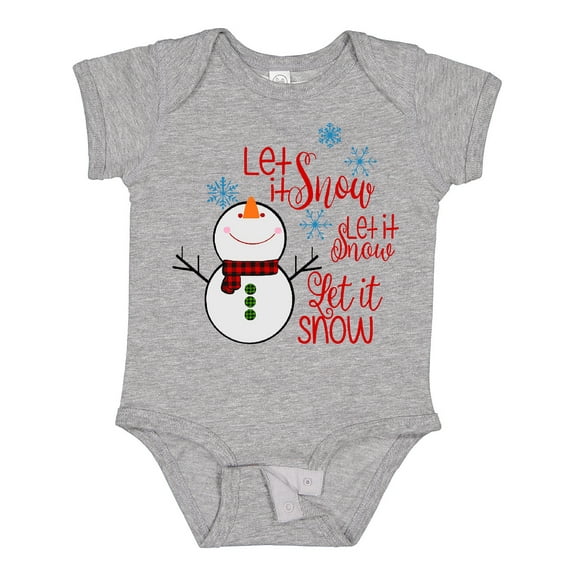 Inktastic Christmas Let it Snow Cute Snow Man with Snowflakes Boys or Girls Baby Bodysuit