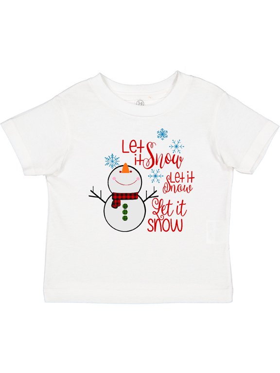 Christmas Let it Snow Cute Snow Man with Snowflakes Boys or Girls Baby T-Shirt