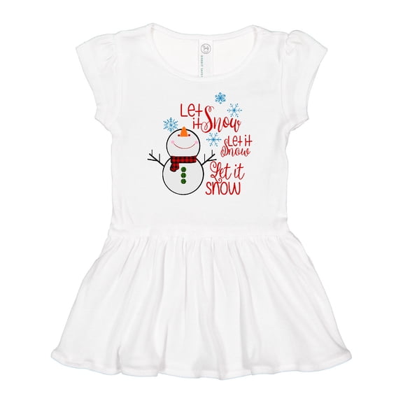 Inktastic Christmas Let it Snow Cute Snow Man with Snowflakes Girls Baby Dress