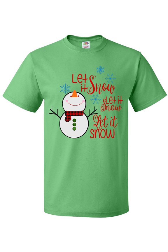 Christmas Let it Snow Cute Snow Man with Snowflakes T-Shirt
