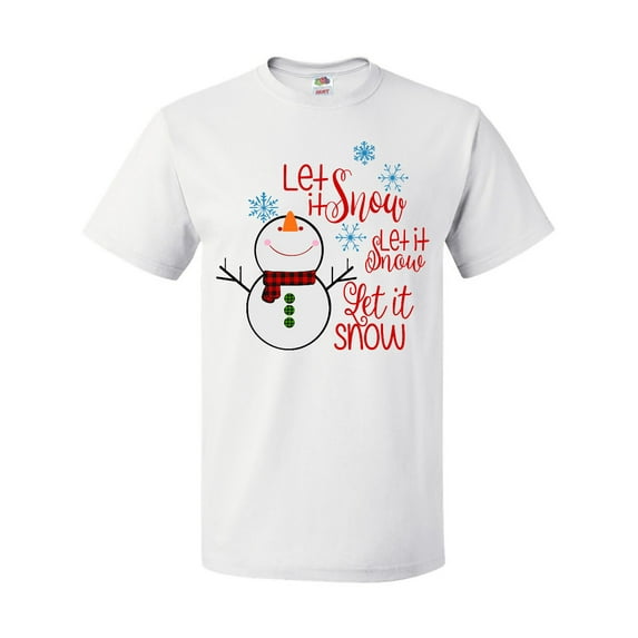 Inktastic Christmas Let it Snow Cute Snow Man with Snowflakes T-Shirt