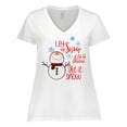 thumbnail image 1 of Inktastic Christmas Let it Snow Cute Snow Man with Snowflakes Women's Plus Size V-Neck T-Shirt, 1 of 5