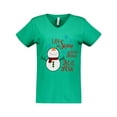 thumbnail image 1 of Inktastic Christmas Let it Snow Cute Snow Man with Snowflakes Women's V-Neck T-Shirt, 1 of 5
