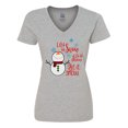 thumbnail image 1 of Inktastic Christmas Let it Snow Cute Snow Man with Snowflakes Women's V-Neck T-Shirt, 1 of 5