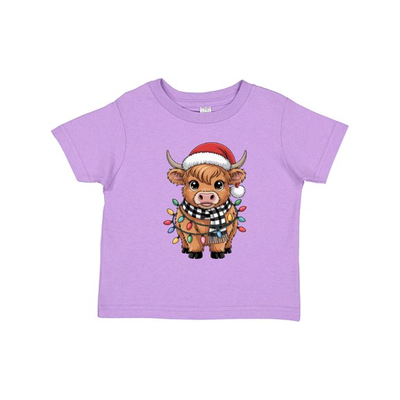 Inktastic Christmas Lights Highland Cow Boys or Girls Toddler T-Shirt