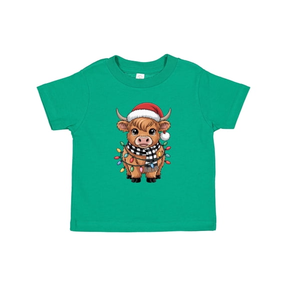 Inktastic Christmas Lights Highland Cow Boys or Girls Toddler T-Shirt
