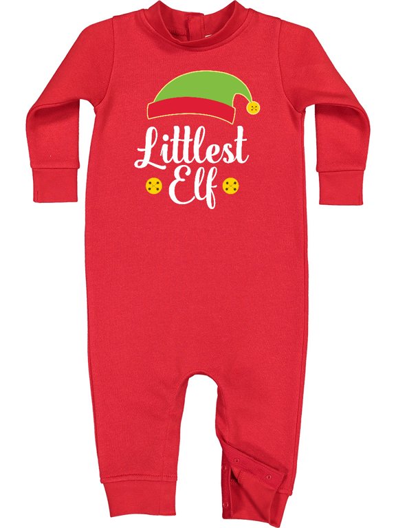 Christmas Littlest Elf Holiday Baby Fleece Romper