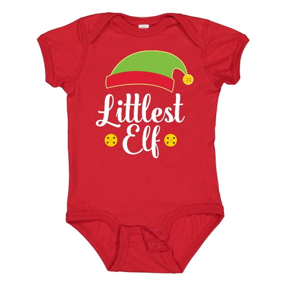 Inktastic Christmas Littlest Elf Holiday Boys or Girls Baby Bodysuit