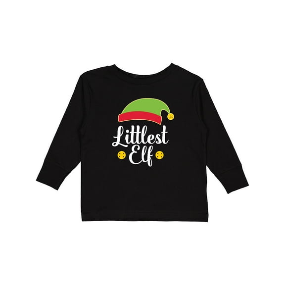 Inktastic Christmas Littlest Elf Holiday Boys or Girls Long Sleeve Toddler T-Shirt