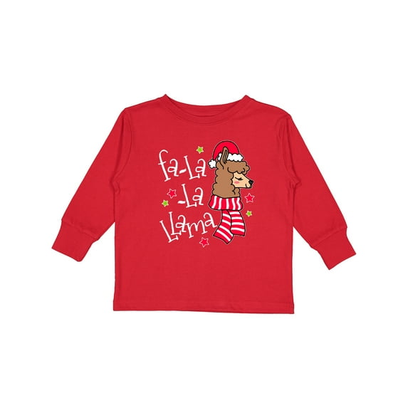 Inktastic Christmas Llama Boys or Girls Long Sleeve Toddler T-Shirt